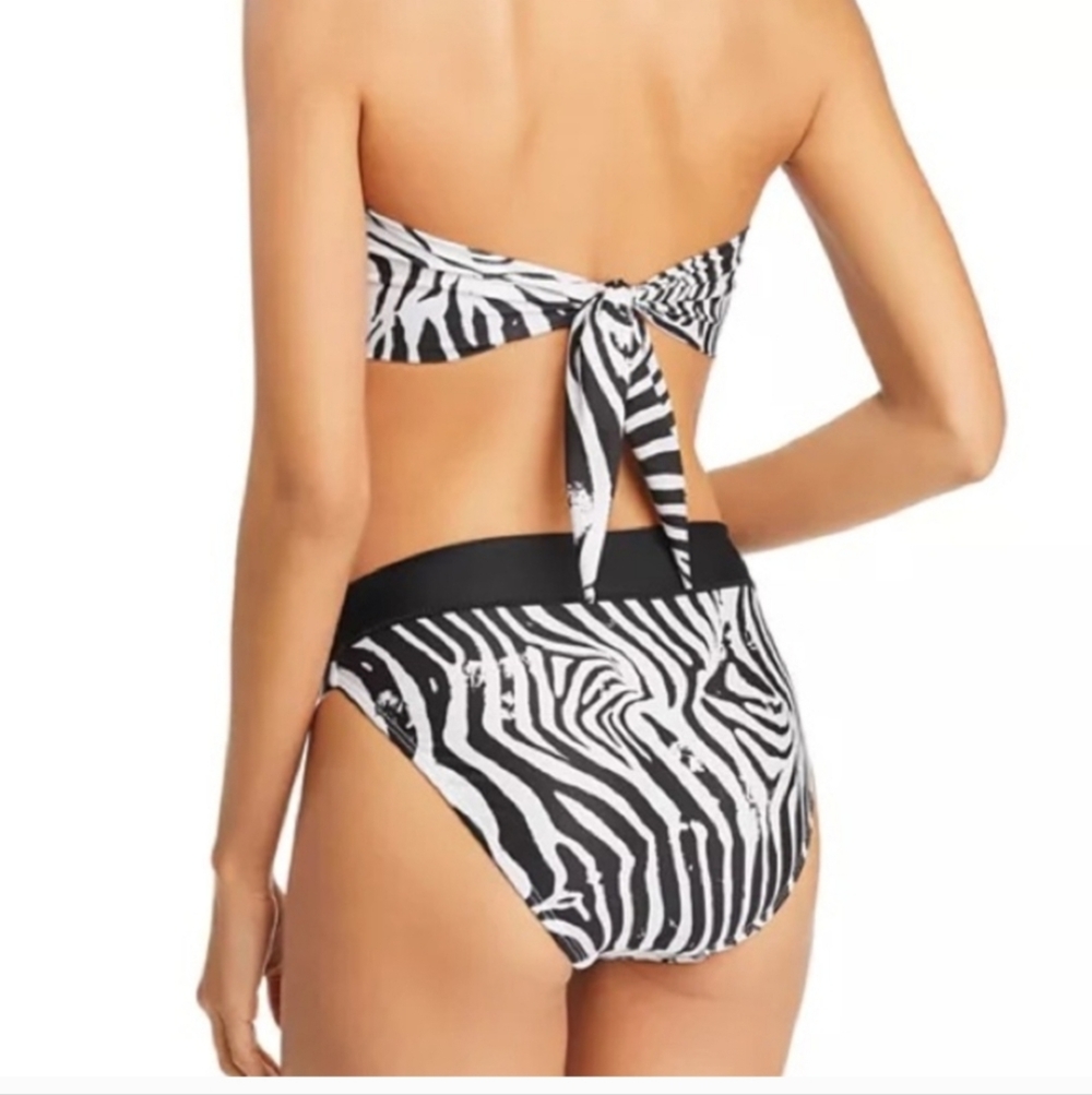NWT PilyQ PQ Swim Black Gwen Chain Top Zebra High Waist Bikini Set Small - Picture 11 of 12